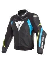 Куртка кожаная Dainese SUPER SPEED 3 Black/Fire-Blue/Fluo-Yellow