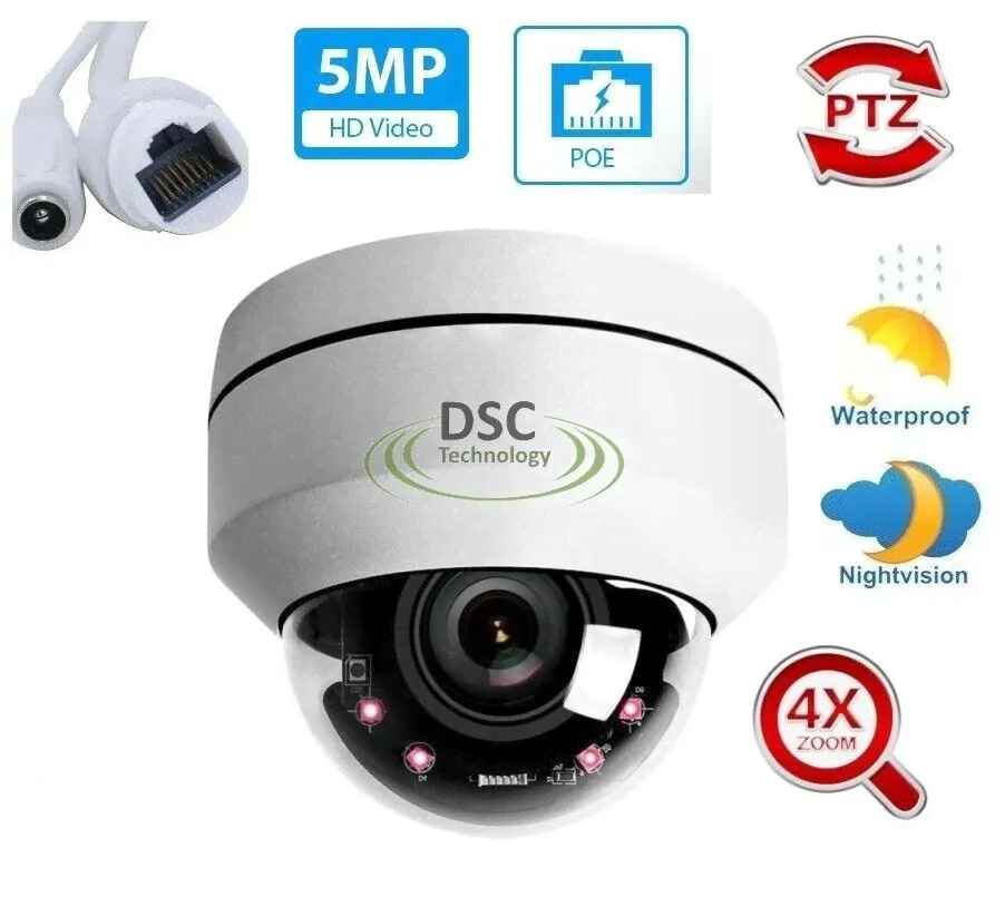 5MP Full HD PTZ IP Camera Outdoor 4X Optical Zoom Mini Speed Dome Cam POE P2P-0